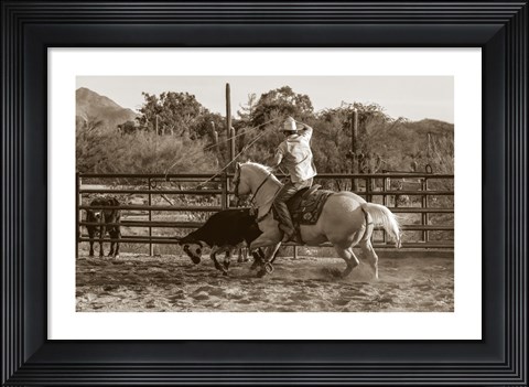Framed Ropin&#39; Monte Print