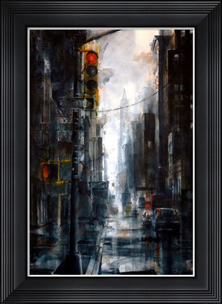 Framed Broadway and Howard Street, rain Print