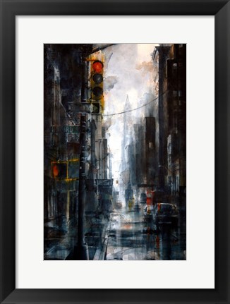 Framed Broadway and Howard Street, rain Print