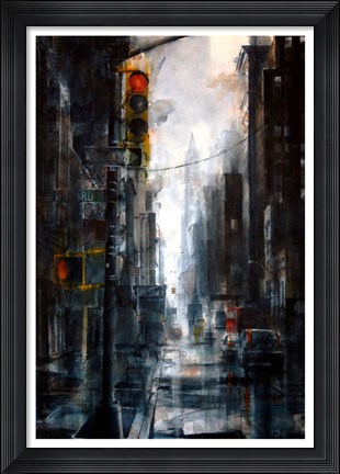 Framed Broadway and Howard Street, rain Print