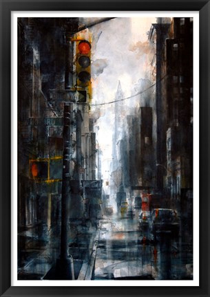 Framed Broadway and Howard Street, rain Print