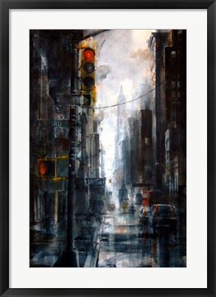 Framed Broadway and Howard Street, rain Print