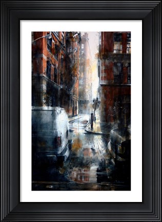 Framed Jersey Street, rain Print