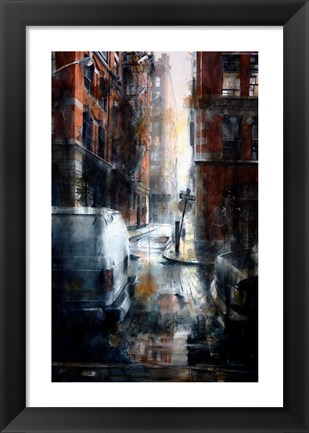 Framed Jersey Street, rain Print