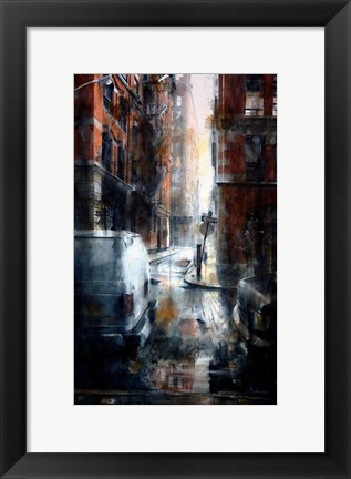 Framed Jersey Street, rain Print