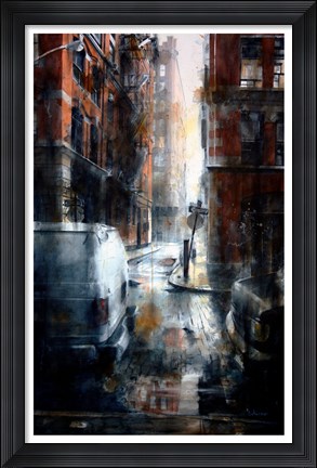 Framed Jersey Street, rain Print