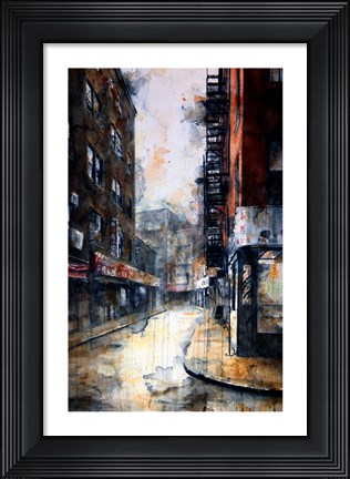 Framed Doyers Street at Pell, rain Print
