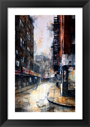 Framed Doyers Street at Pell, rain Print