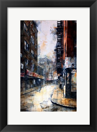 Framed Doyers Street at Pell, rain Print