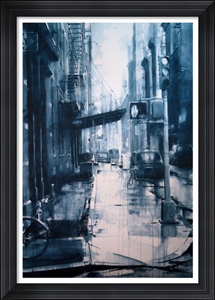 Framed Crosby Street from Spring, rain Print