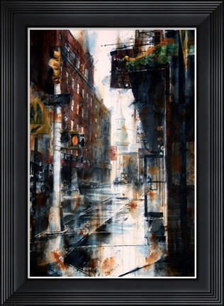 Framed Transfiguration Church, Mott street, rain Print