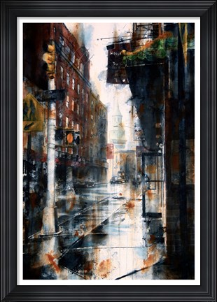 Framed Transfiguration Church, Mott street, rain Print