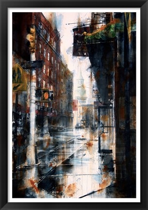 Framed Transfiguration Church, Mott street, rain Print