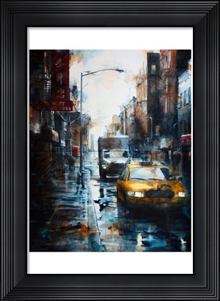 Framed 39 Mott Street, rain Print