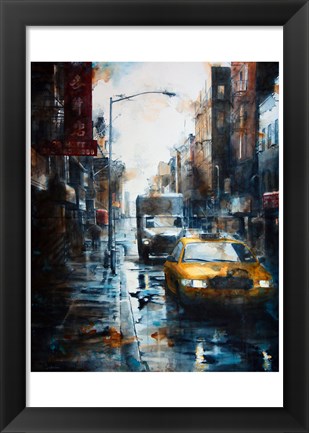 Framed 39 Mott Street, rain Print