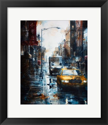 Framed 39 Mott Street, rain Print