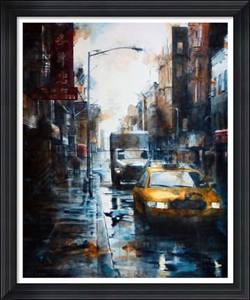 Framed 39 Mott Street, rain Print