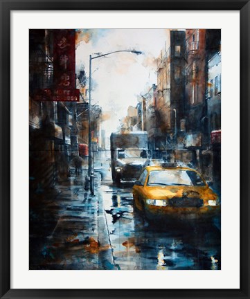 Framed 39 Mott Street, rain Print