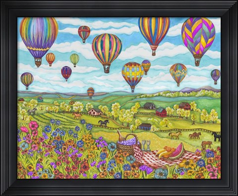 Framed Balloons Over Farmland Print