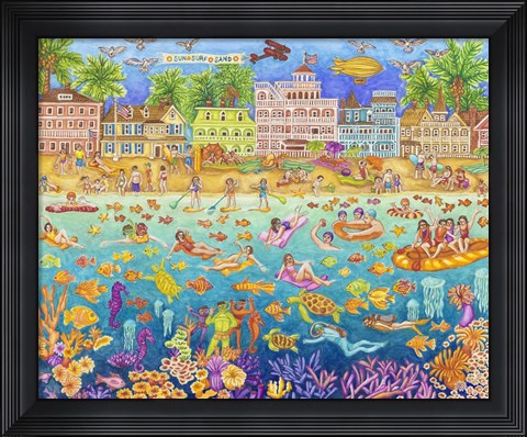 Framed Tropical Swim Party Print