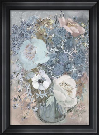 Framed Summer Blues Bouquet Print