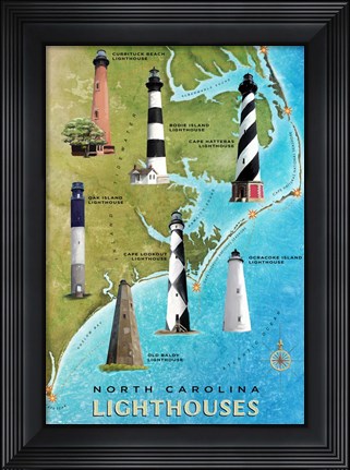 Framed North Carolina Lighthouses Print