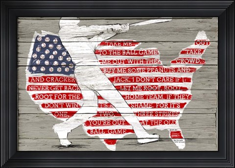 Framed USA Flag and Batter Print