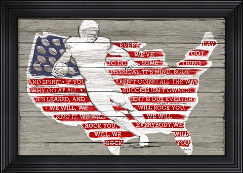Framed USA Flag and Runningback Print