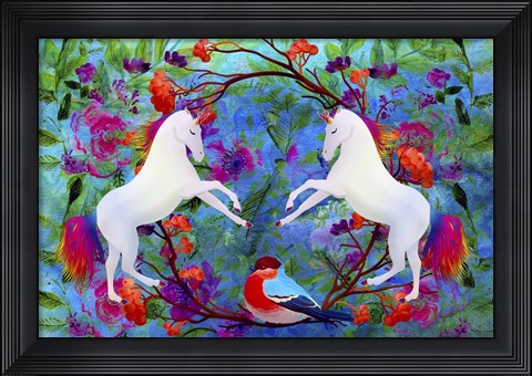 Framed White Horses In My Dream Print