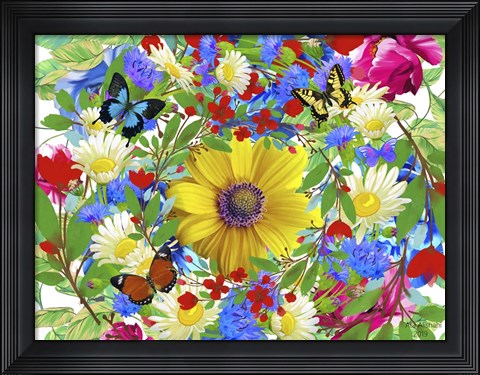 Framed Flowers P89 Print