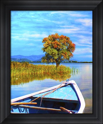 Framed Blue Boat Print