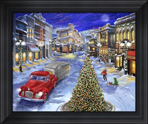 Framed Main Street Christmas Print