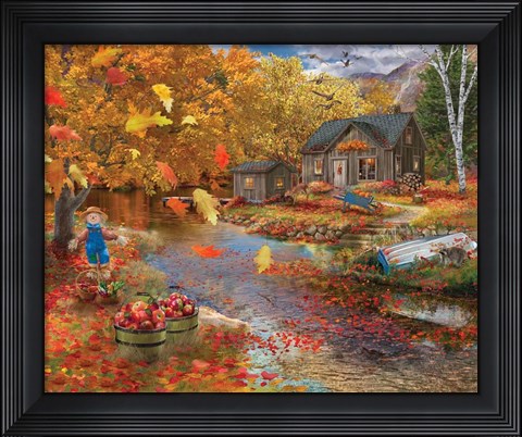 Framed Autumn Cabin Print