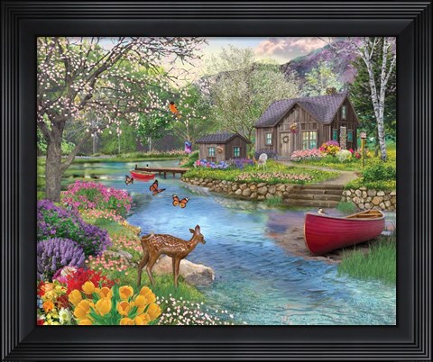 Framed Spring Cabin Print