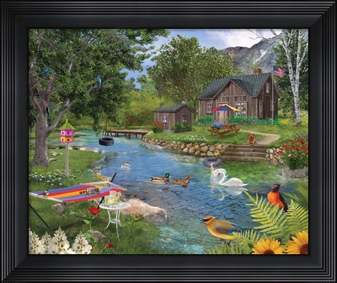Framed Summer Cabin Print
