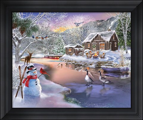 Framed Winter Cabin 2 Print
