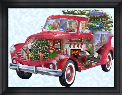 Framed Christmas Truck Print