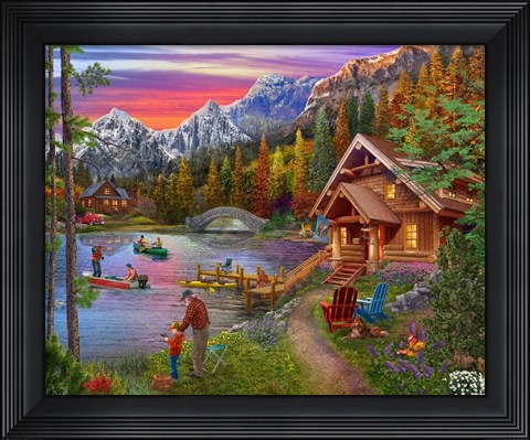 Framed Stone Bridge Lake Print