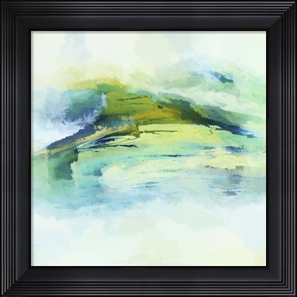 Framed Abstracted Landscape in Greens Print