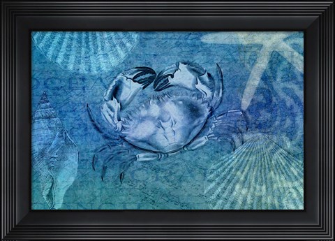 Framed Blue Ocean Crab Print
