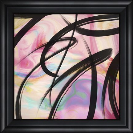 Framed Colorful Abstract with Black Ink II Print
