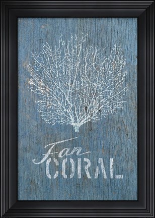 Framed Fan Coral on Blue Print