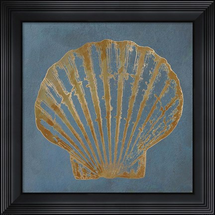 Framed Great Scallop Gold on Blue Print