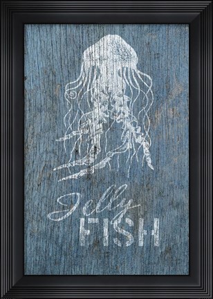 Framed Jellyfish on Blue Print