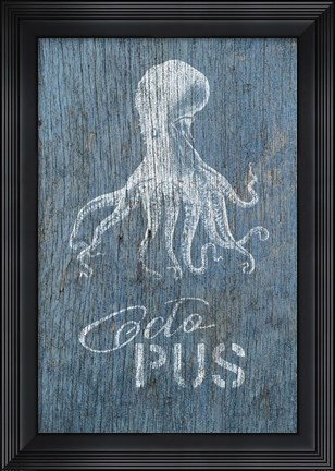 Framed Octopus on Blue Print