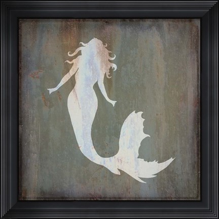 Framed Rusty Sign Mermaid Print