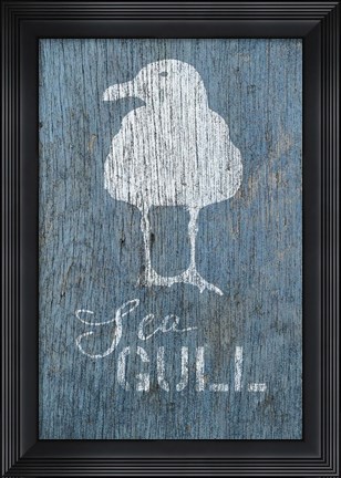 Framed Seagull on Blue Print