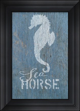Framed Seahorse on Blue Print