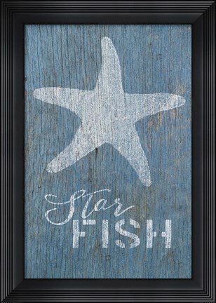 Framed Starfish on Blue Print