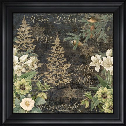 Framed Golden Chirstmas Trees Print